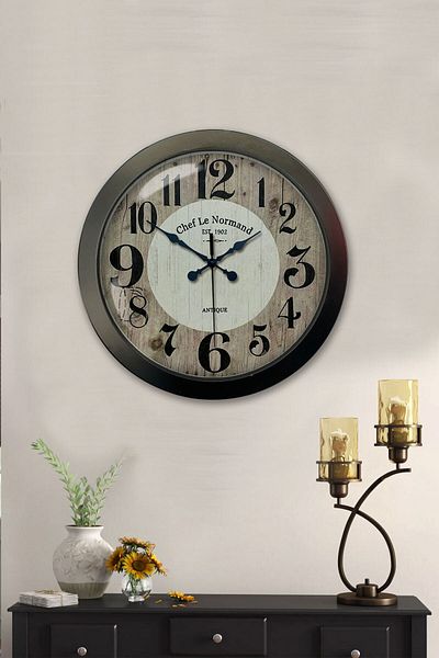 Kasva Concept 36 cm Black Metal Large Number Wall Clock