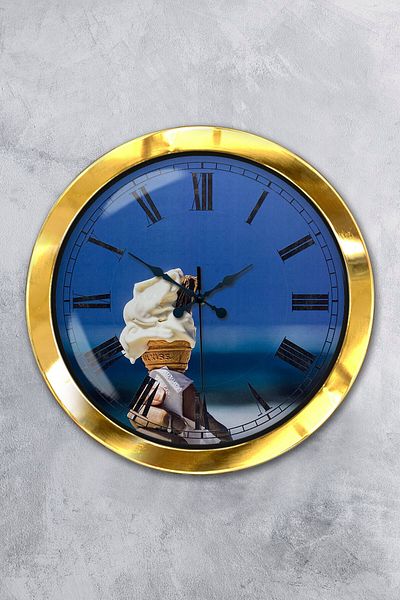 Kasva Concept Gift 36 cm Gold Metal Ice Cream Wall Clock