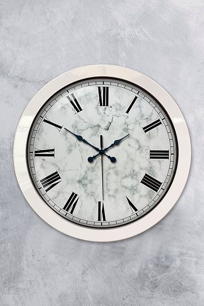 Kasva Concept Δώρο Ρολόι τοίχου με μοτίβο από λευκό μεταλλικό μάρμαρο 36 εκ