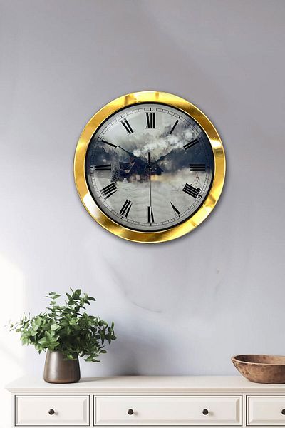 Kasva Concept Gift 36 cm Gold Metal Diyar Wall Clock