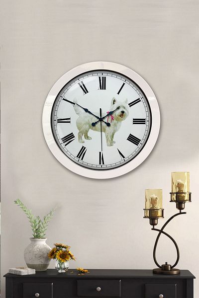 Kasva Concept Gift 36 cm White Metal Dog Wall Clock