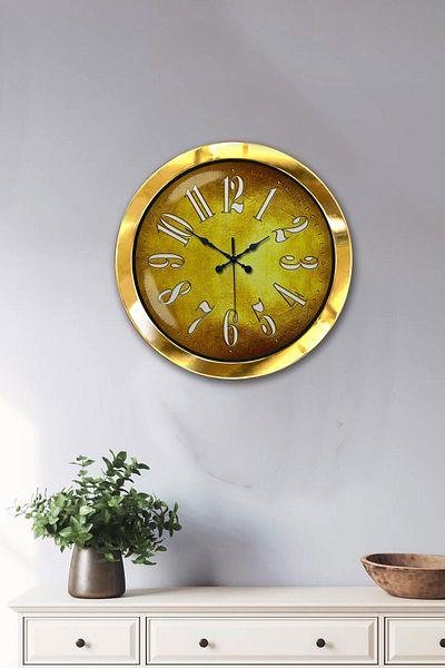Kasva Concept Gift 36 cm Gold Metal Golden Wall Clock