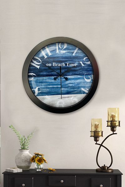 Kasva Concept 36 cm Black Metal Beach Time Wall Clock