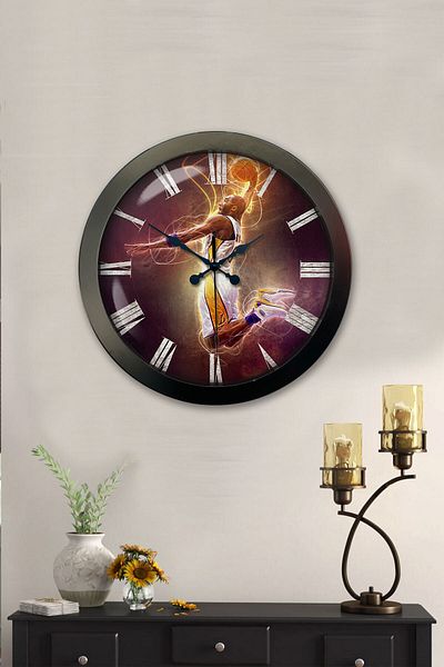 Kasva Concept Gift 36 cm Black Metal Basketball Wall Clock