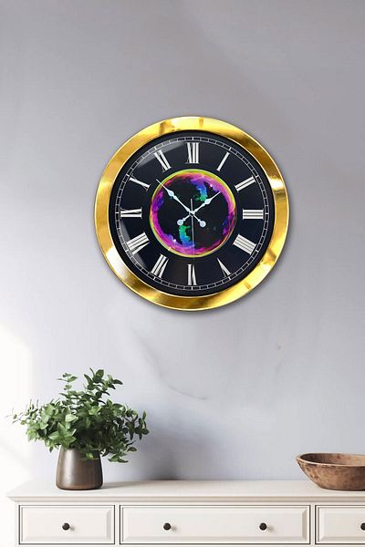 Kasva Concept Gift 36 cm Gold Metal Galaxy Wall Clock