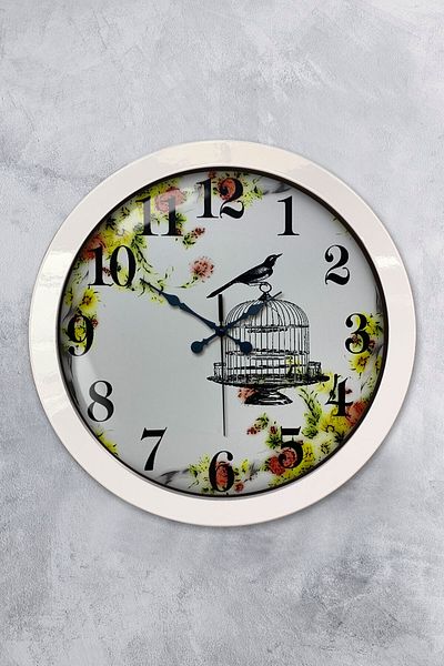 Kasva Concept Gift 36 cm White Metal Bird Wall Clock