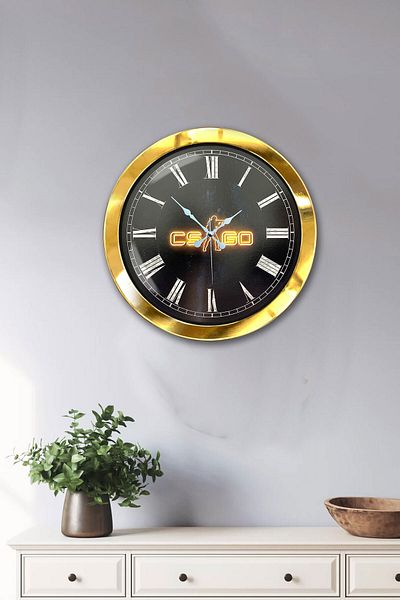 Kasva Concept Cadou 36 Cm Ceas de Perete Csgo Metal Aur