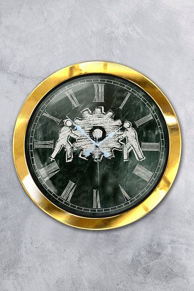 Kasva Concept Δώρο Ρολόι τοίχου με χρυσό μεταλλικό τροχό 36 εκ