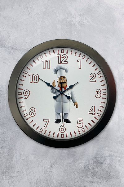 Kasva Concept Gift 36 cm Black Metal Cook Kitchen Wall Clock
