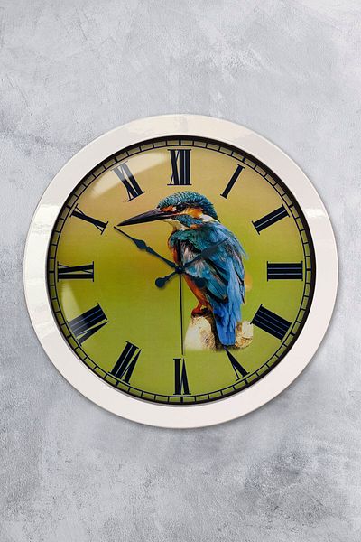 Kasva Concept Gift 36 cm White Metal Bird Wall Clock