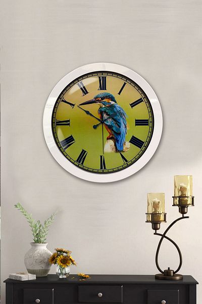 Kasva Concept Gift 36 cm White Metal Bird Wall Clock