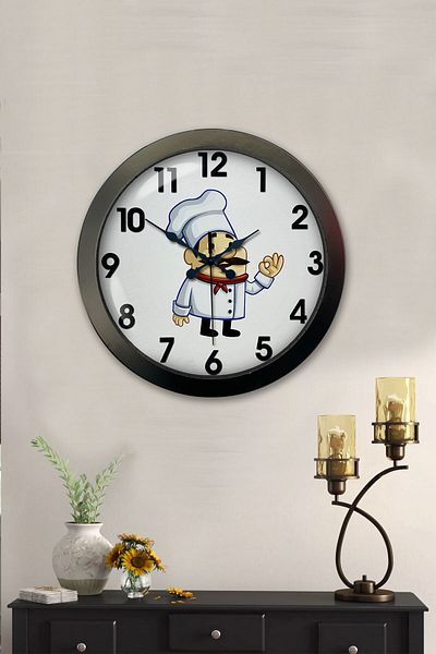 Kasva Concept Gift 36 cm Chrome Metal Cook Wall Clock