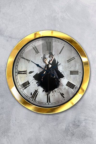 Kasva Concept Gift 36 cm Gold Metal Dance Wall Clock