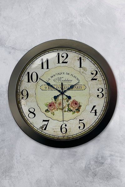 Platin Saat Cadou 36 Cm Ceas de Perete Auriu Metal Negru