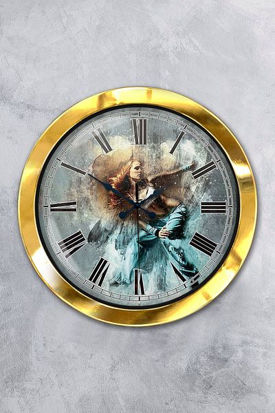 Kasva Concept Gift 36 cm Gold Metal Dance Wall Clock