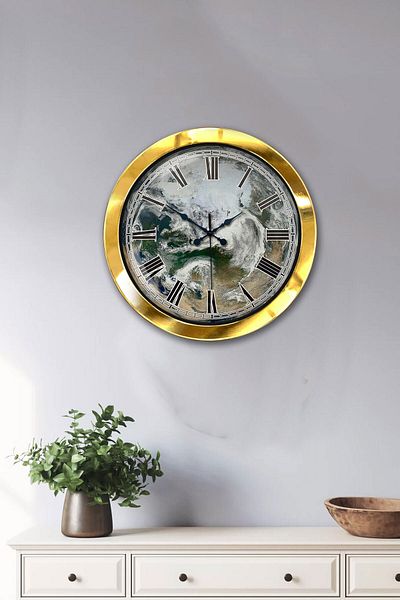 Kasva Concept Gift 36 cm Gold Metal Wave Wall Clock