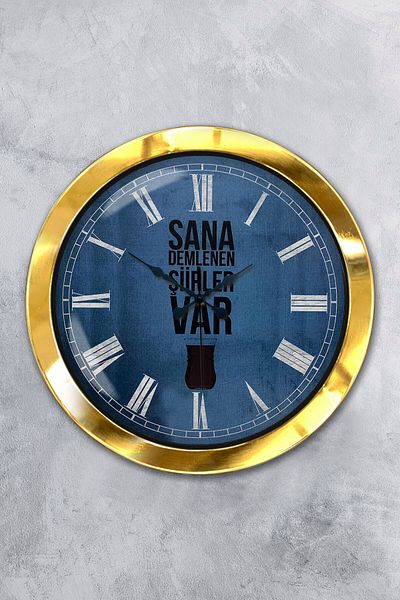 Kasva Concept Gift 36 cm Gold Metal Tea Wall Clock