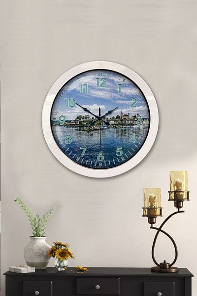Kasva Concept Gift 36 cm White Metal Lefkoşa Wall Clock