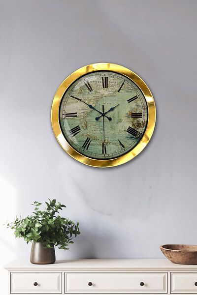 Kasva Concept Gift 36 cm Gold Metal Antique Wall Clock