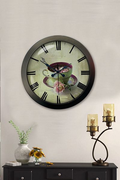 Kasva Concept Gift 36 cm Black Metal Cafe Wall Clock