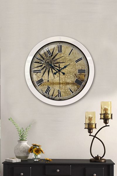 Kasva Concept Gift 36 cm White Metal Maps Wall Clock