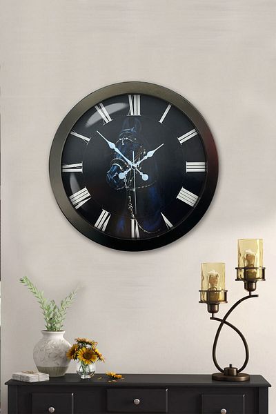 Kasva Concept Gift 36 cm Black Metal Horse Wall Clock