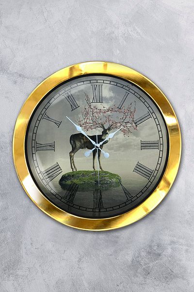 Kasva Concept 36 cm Gold Metal Natural Life Wall Clock
