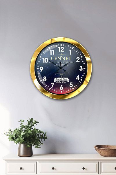 Kasva Concept 36 cm Gold Metal Heaven Hadith Wall Clock