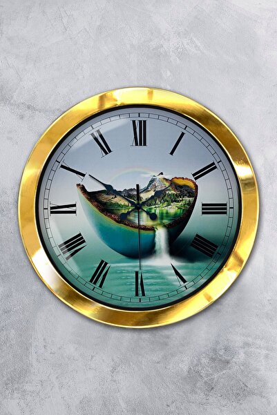 Platin Saat هدية ساعة حائط بحر معدنية ذهبية مقاس 36 سم