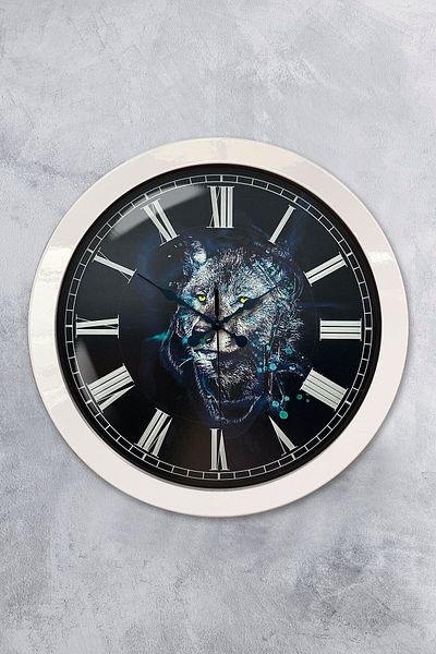 Kasva Concept Cadou 36 Cm Ceas de Perete Lup Metal Alb