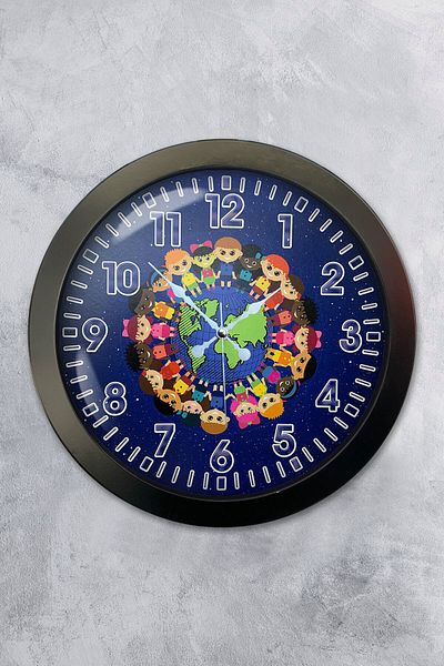 Kasva Concept Gift 36 cm Black Metal Peace Wall Clock
