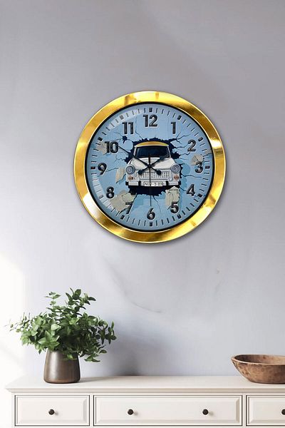 Kasva Concept 36 cm Gold Metal Flower Abbas Wall Clock