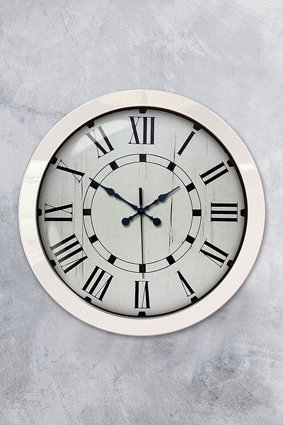 Kasva Concept Gift 36 cm White Metal Classic Roman Wall Clock