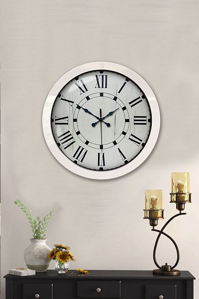 Kasva Concept Gift 36 cm White Metal Classic Roman Wall Clock