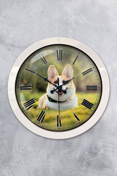 Kasva Concept Gift 36 cm White Metal Dog Wall Clock