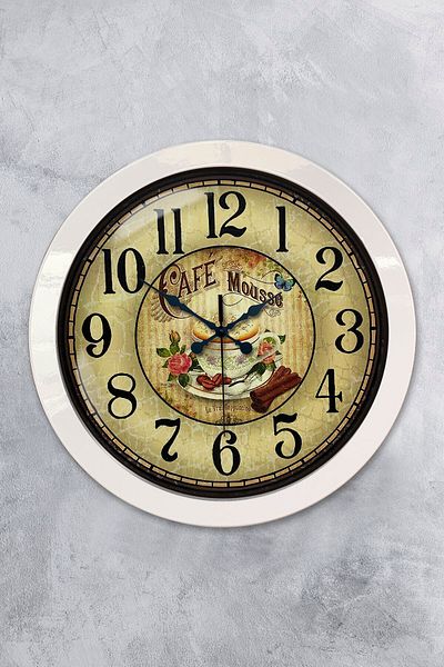 Platin Saat Cadou 36 Cm Ceas de Perete Bucătărie Metal Alb