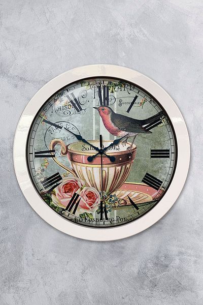 Kasva Concept Gift 36 cm White Metal Bird Wall Clock