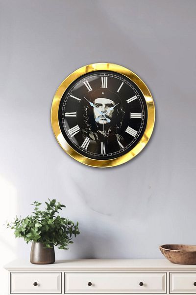 Kasva Concept Gift 36 cm Gold Metal Check Vara Wall Clock