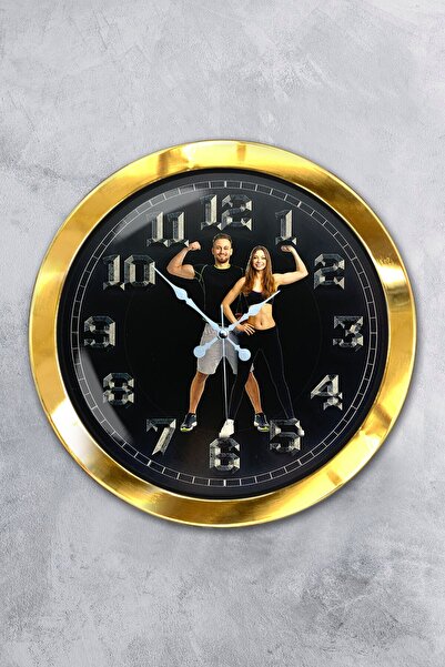 Platin Saat Δώρο 36 εκ. Χρυσό Μεταλλικό Ρολόι Τοίχου Fitness