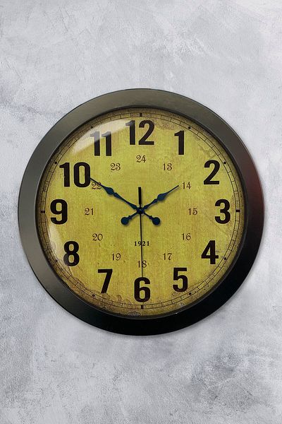Kasva Concept Gift 36 cm Black Metal Yellow Wall Clock