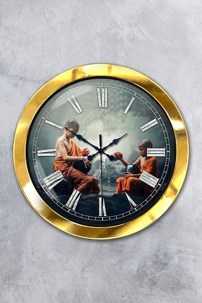 Kasva Concept Gift 36 cm Gold Metal Far East Wall Clock