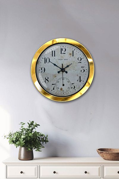 Kasva Concept 36 cm Gold Metal Antique Antique Wall Clock