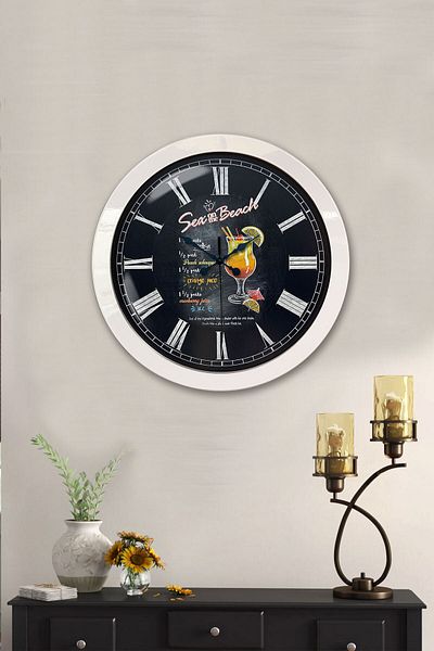 Kasva Concept Gift 36 cm White Metal Beverage Wall Clock