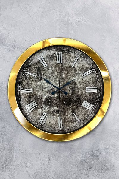 Kasva Concept Gift 36 cm Gold Metal Antique Wall Clock
