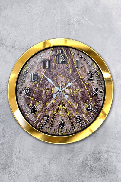 Platin Saat ساعة حائط رخامية معدنية ذهبية اللون 36 سم رخامية جديدة