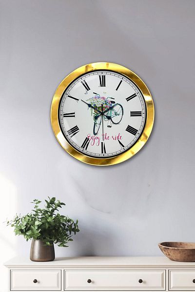 Kasva Concept Gift 36 cm Gold Metal Bicycle Wall Clock