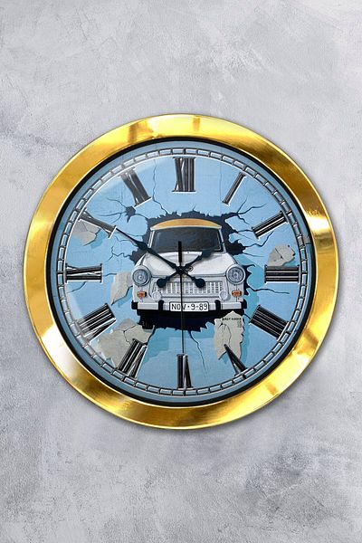 Kasva Concept Gift 36 cm Gold Metal Car Wall Clock