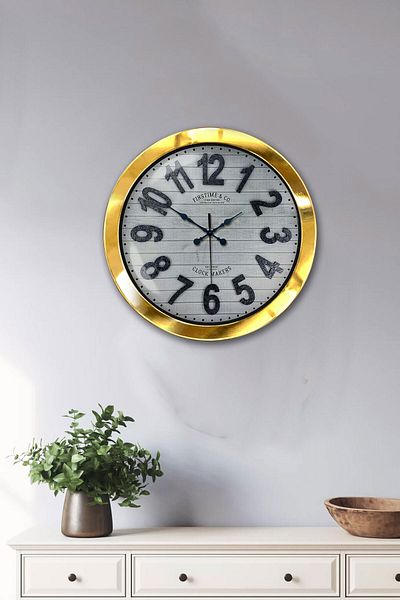 Kasva Concept Gift 36 cm Gold Metal Antique Wall Clock