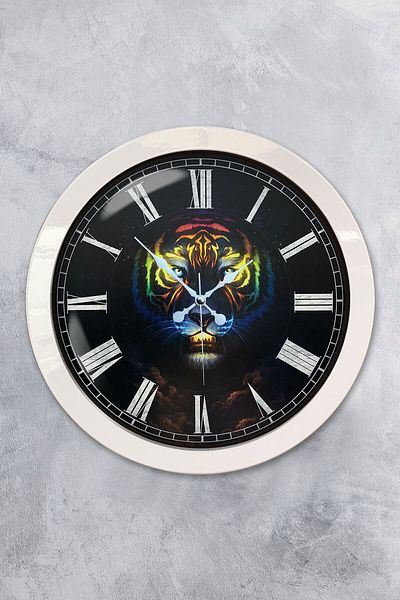 Kasva Concept Gift 36 cm White Metal Animals Wall Clock