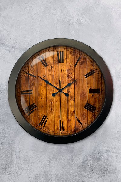 Kasva Concept 36 cm Black Metal Wood Look Wall Clock